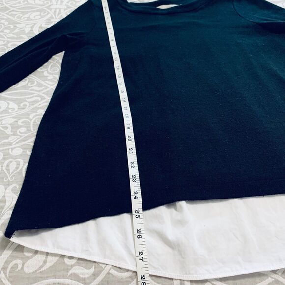 Loft Tunic Women Size Small Black White Colorblock Round Neck Hi Lo Comfy Casual - Picture 4 of 5